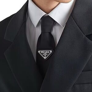 Prada Re-Nylon Logo Tie Black Luxury Designer Tie Worn Once Made in Italy